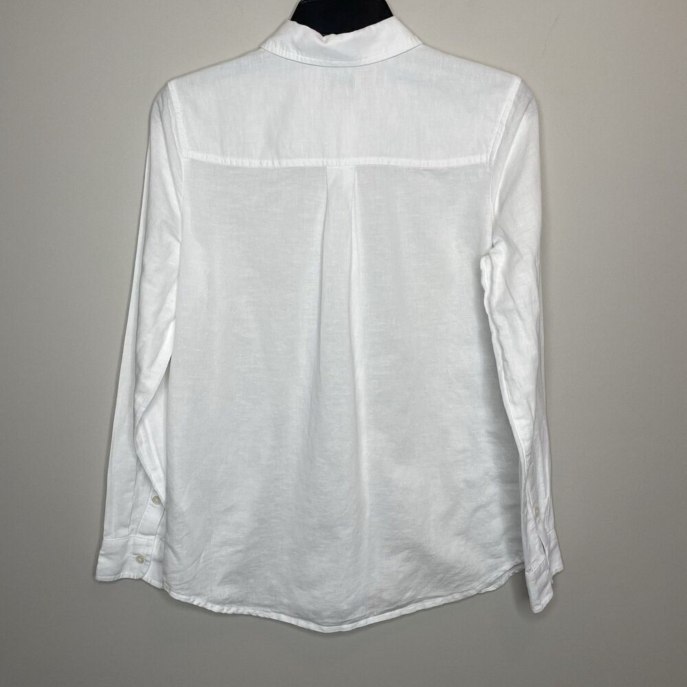 J.CREW Button Up Top Women XS Linen Cotton Blend White Long Sleeve BY035 - Picture 6 of 11